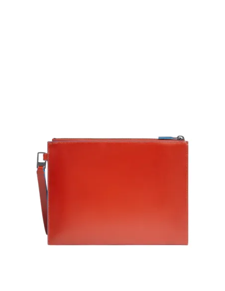 Piquadro Blue Square Small Leather Pouch for Men, orange