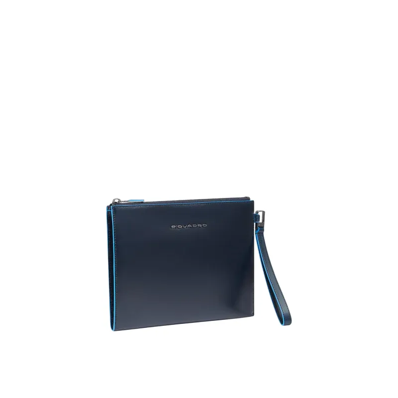 Piquadro Blue Square Herren Pochette klein aus Leder, blau 2