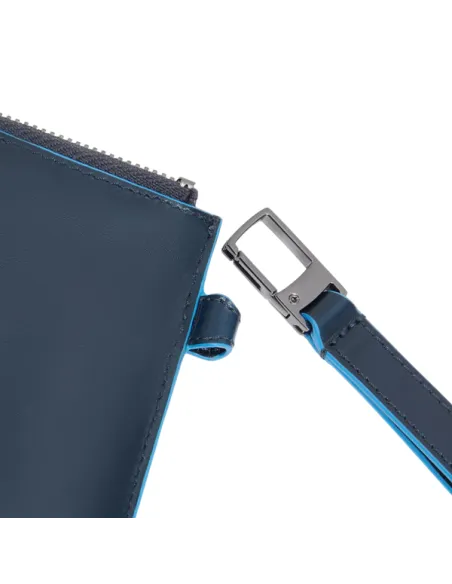 Piquadro Blue Square Herren Pochette klein aus Leder, blau