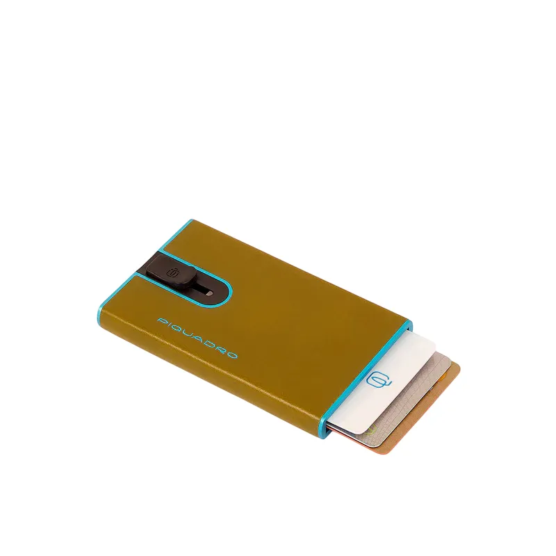 Piquadro Blue Square Credit card case with sliding...