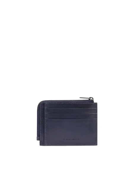 Piquadro Philip RFID Leather Coin and Card Pouch, blue