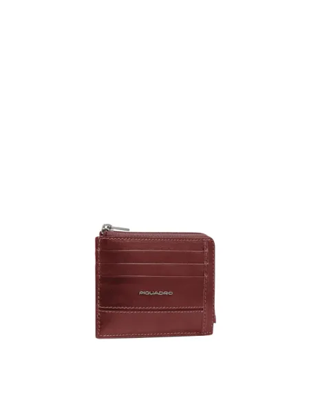 Bustina porta monete con zip e carte di credito Piquadro Philip, marrone
