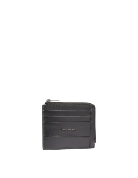Piquadro Philip RFID Leather Coin and Card Pouch, black
