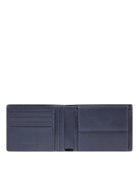 Portafogli uomo in pelle con porta monete Piquadro Philip, blu