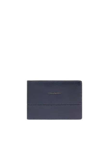 Portafogli uomo in pelle con porta monete Piquadro Philip, blu