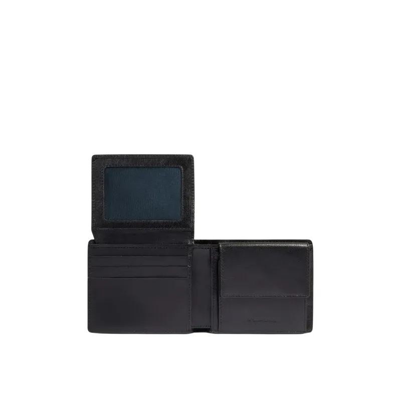 Compact Leather Wallet for Men Piquadro Philip with Coin...