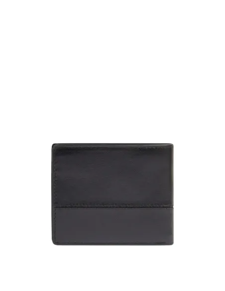 Compact Leather Wallet for Men Piquadro Philip with Coin Pocket, black