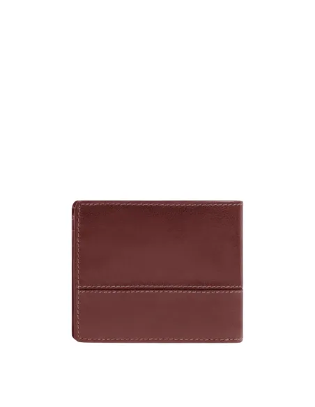 Compact Leather Wallet for Men Piquadro Philip with Coin Pocket, brown