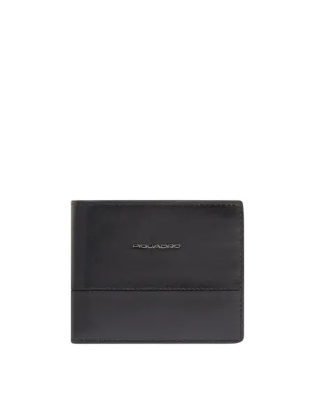 Piquadro Philip Men's Compact Leather Wallet with RFID, black