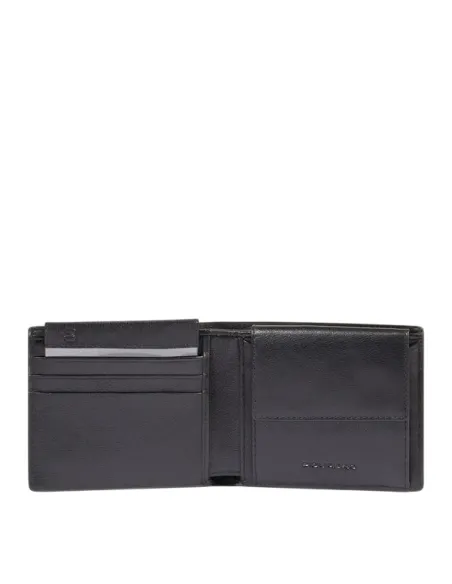 Piquadro Philip Men's Compact Leather Wallet with RFID, black