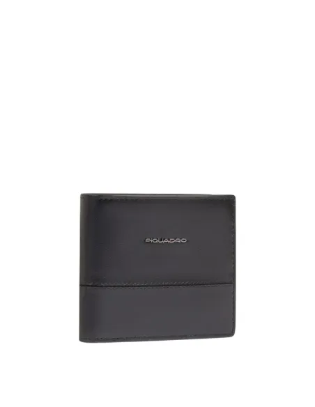 Piquadro Philip Men's Compact Leather Wallet with RFID, black