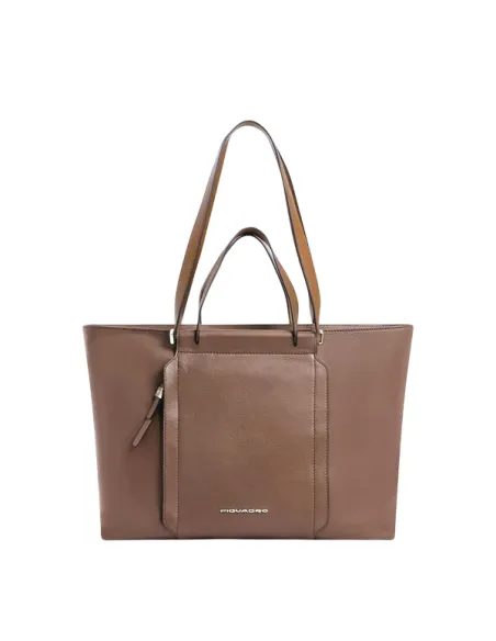 Piquadro Circle women's shopping bag with two handles, brown-beige