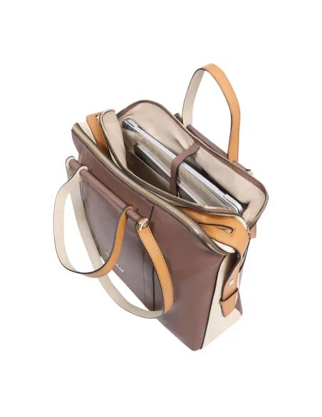 Aktentasche fur Damen mit zwei Griffen Circle, braun-beige