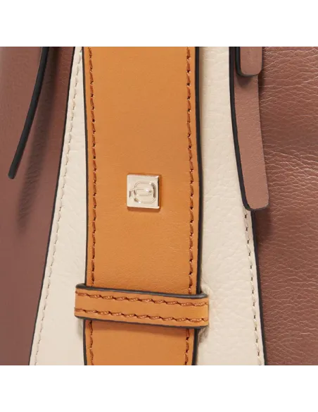 Borsa donna due manici in pelle Piquadro Circle, marrone-beige