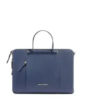 Piquadro Circle Expandierbare schlanke Leder Aktentasche, blau