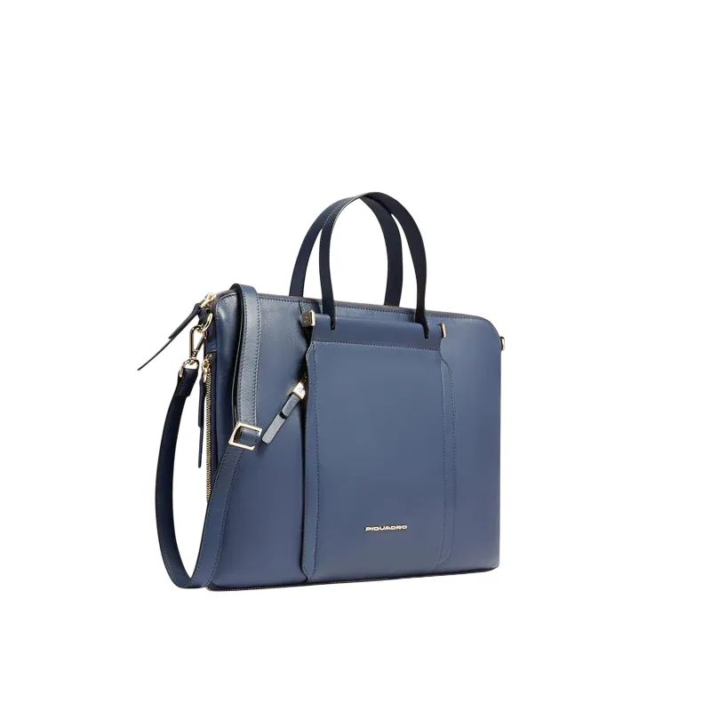 Piquadro Circle Expandable slim leather briefcase, blu 2