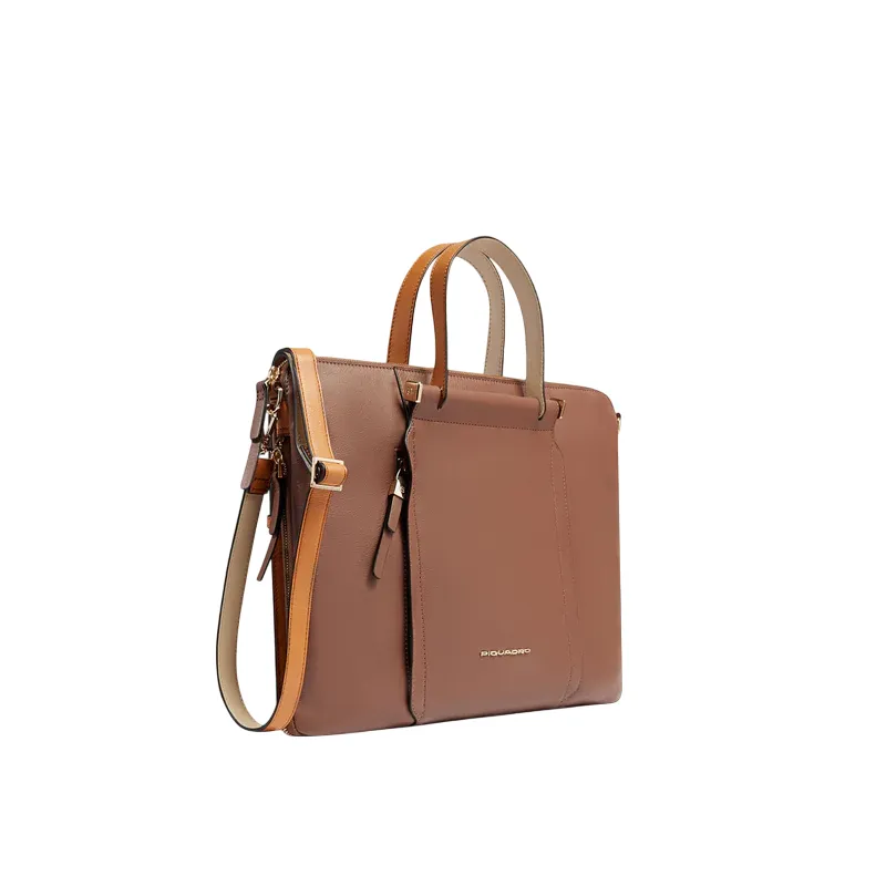 Cartella donna espandibile Piquadro Circle, marrone-beige 2