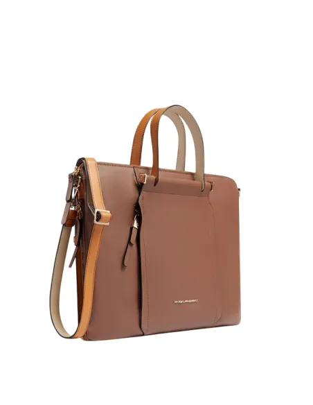 Cartella donna espandibile Piquadro Circle, marrone-beige