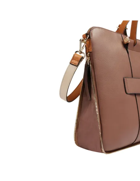 Piquadro Circle Expandable slim leather briefcase, brown-beige