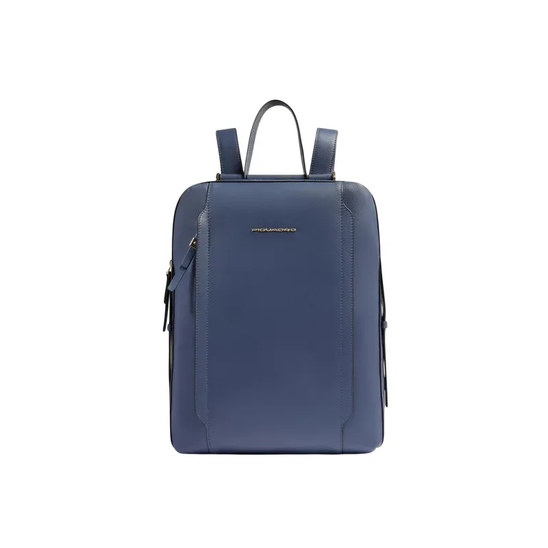 Piquadro Circle Damen-Laptop-Rucksack aus Leder, Ozeanblau