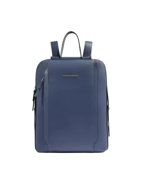 Piquadro Circle women's leather laptop backpack, ocean blue