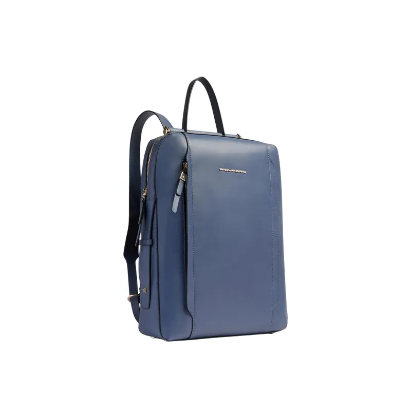 Piquadro Circle Damen-Laptop-Rucksack aus Leder, Ozeanblau 2