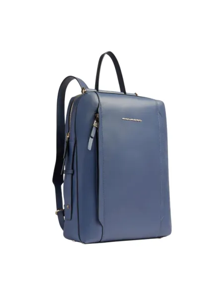 Piquadro Circle Damen-Laptop-Rucksack aus Leder, Ozeanblau