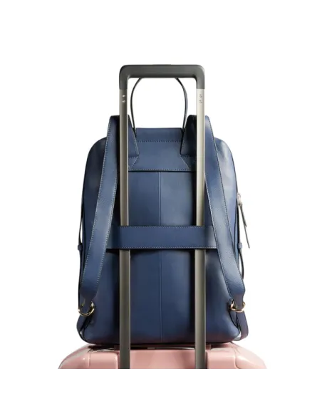 Piquadro Circle women's leather laptop backpack, ocean blue