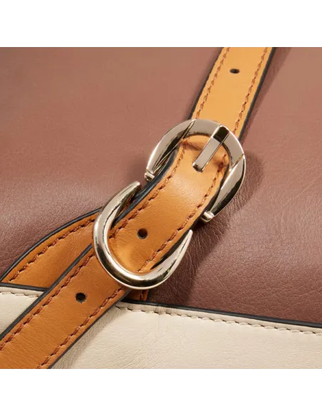 Piquadro Circle women's leather laptop backpack, brown-beige