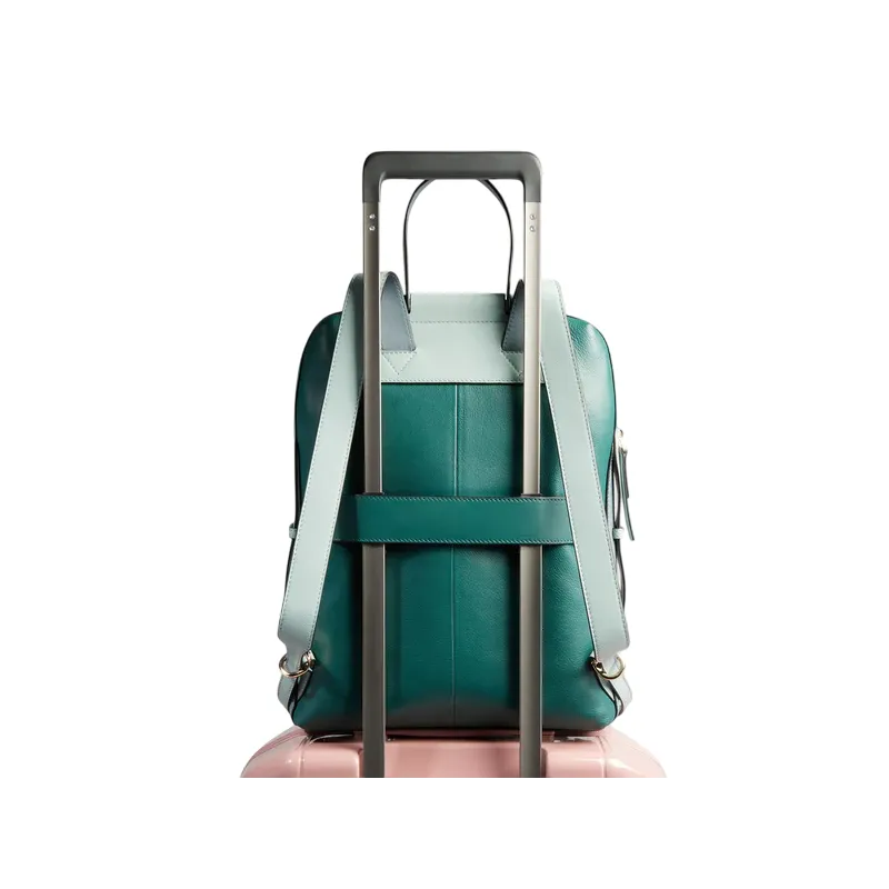 Piquadro Circle women's leather laptop backpack, teal/avio 2