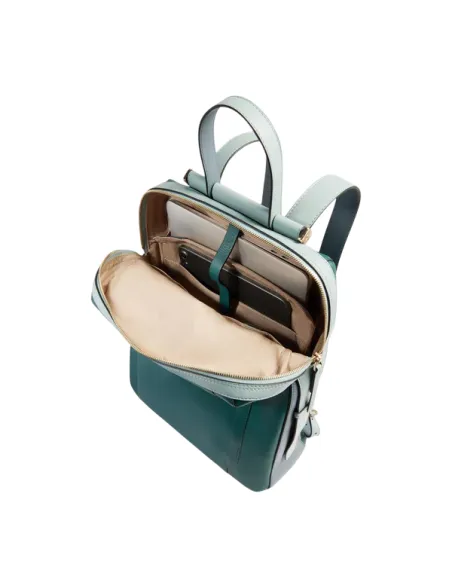 Piquadro Circle Damen-Laptop-Rucksack aus Leder, teal/avio