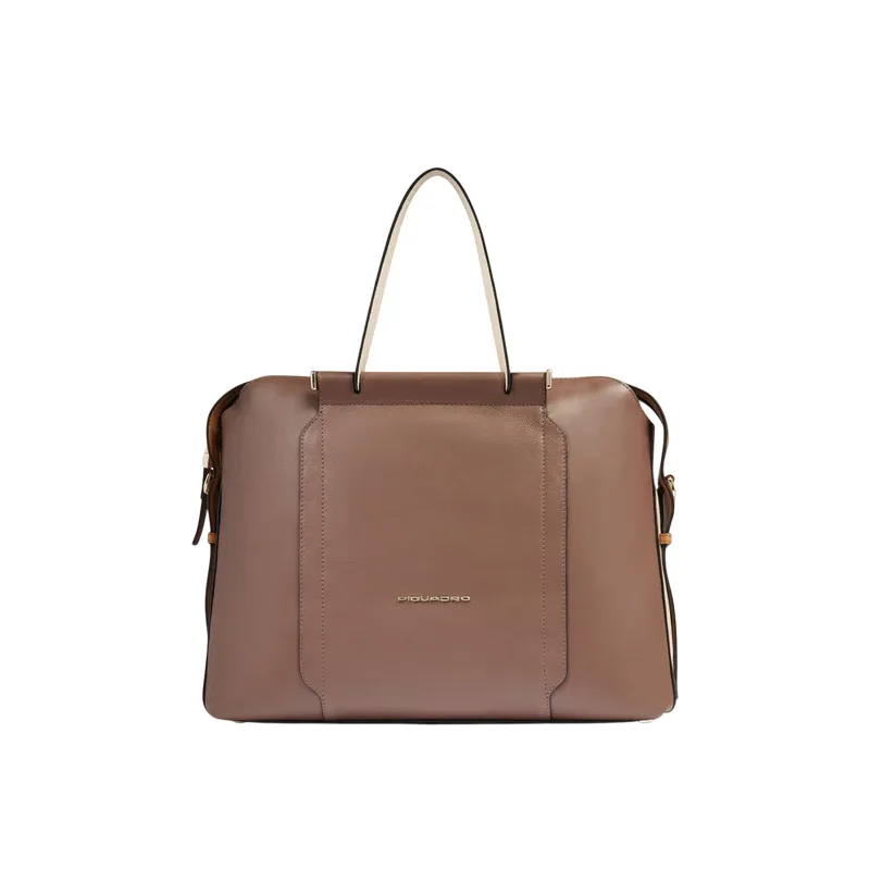 Zweihand Aktentasche aus Leder Piquadro Circle, braun-beige