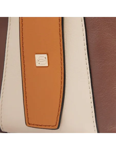 Borsa donna in pelle con due manici Piquadro Circle, marrone-beige