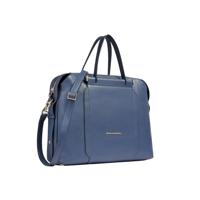 Borsa donna in pelle con due manici Piquadro Circle, blu... 2