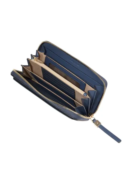 Portafogli donna con cerniera Piquadro Circle, blu