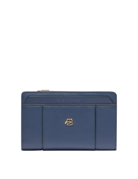 Piquadro Circle women's medium leather zipped wallet, blue