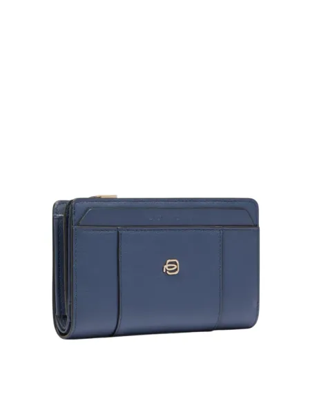Piquadro Circle women's medium leather zipped wallet, blue
