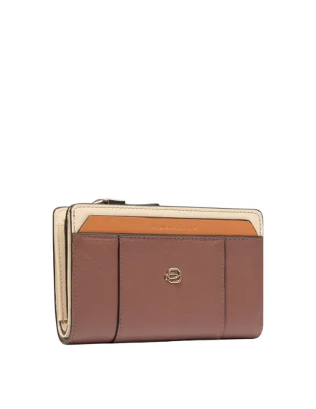 Piquadro Circle women's medium leather zipped wallet, brown-beige