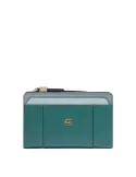 Piquadro Circle women's medium leather zipped wallet, teal-avio