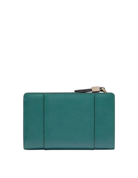 Piquadro Circle women's medium leather zipped wallet, teal-avio