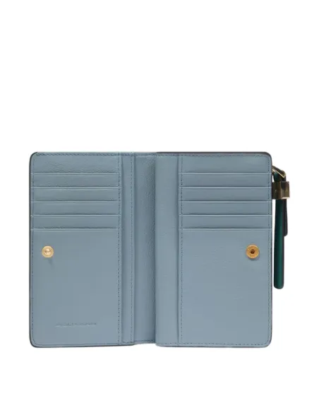 Piquadro Circle women's medium leather zipped wallet, teal-avio