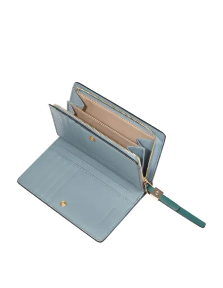 Piquadro Circle women's medium leather zipped wallet, teal-avio