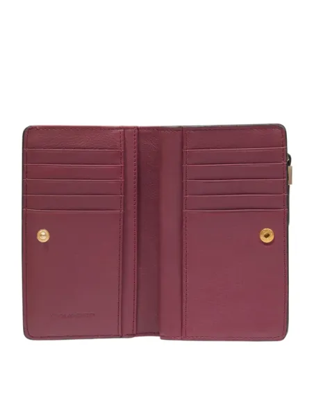 Portafoglio donna medio con zip in pelle Piquadro Circle, bordeaux