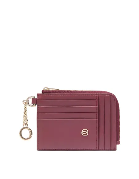Bustina porta carte di credito con porta chiavi Piquadro Circle, bordeaux