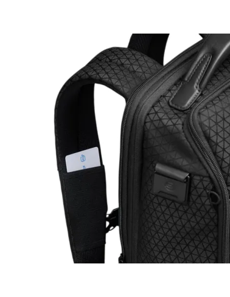 Piquadro Hex Modular Travel Backpack with 3 Compartments and Laptop Sleeve, black