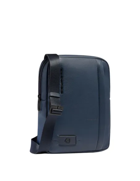 Piquadro Russel Leather Crossbody Bag with iPad Compartment and RFID, blue