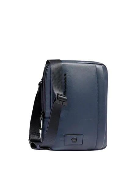 Piquadro Russel Small Leather Crossbody Bag with iPad Slot and RFID, blue