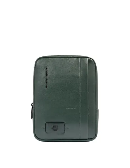 Piquadro Russel Small Leather Crossbody Bag with iPad Slot and RFID, green