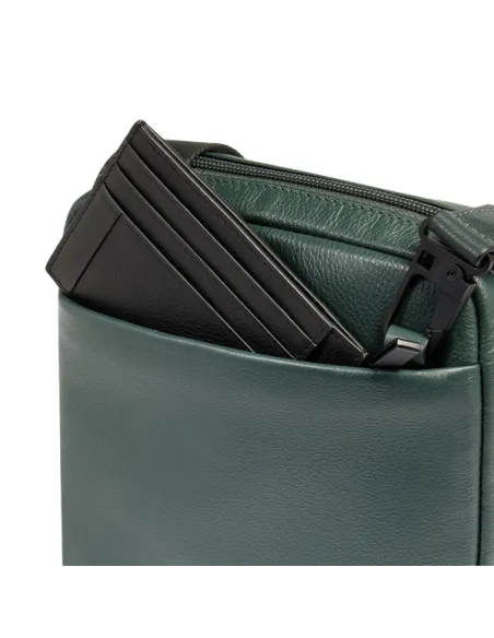 Piquadro Russel Small Leather Crossbody Bag with iPad Slot and RFID, green