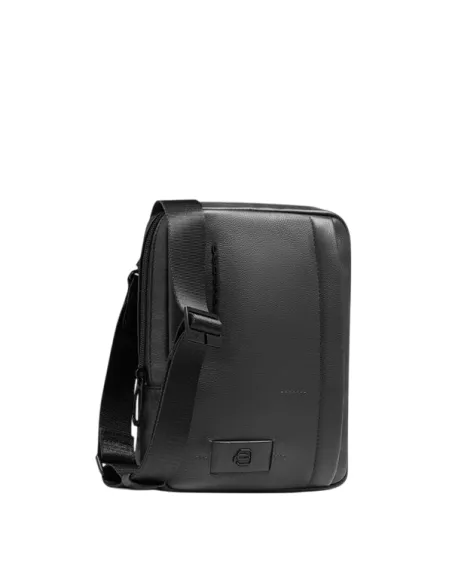 Piquadro Russel Small Leather Crossbody Bag with iPad Slot and RFID, black